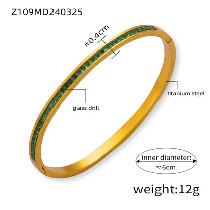 304 Stainless Steel 18K Gold Plated Basic Modern Style Classic Style Inlay Geometric Zircon Bangle