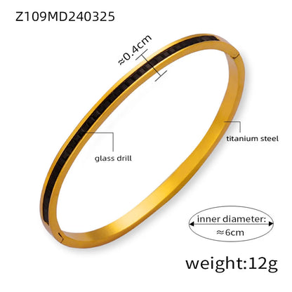 304 Stainless Steel 18K Gold Plated Basic Modern Style Classic Style Inlay Geometric Zircon Bangle