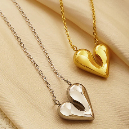 304 Stainless Steel 18K Gold Plated Basic Modern Style Classic Style Irregular Heart Shape Pendant Necklace