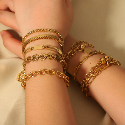 304 Stainless Steel 18K Gold Plated Basic Modern Style Classic Style Plating Geometric Solid Color Bracelets