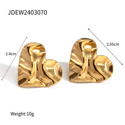 304 Stainless Steel 18K Gold Plated Basic Modern Style Classic Style Plating Heart Shape Rings Earrings