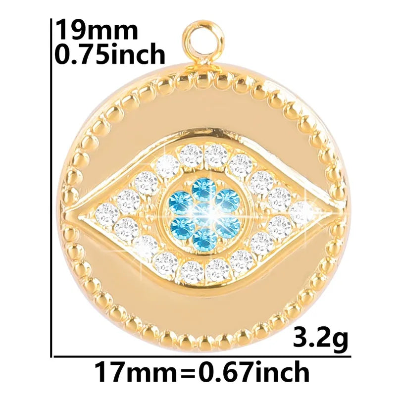 304 Stainless Steel 18K Gold Plated Basic Modern Style Classic Style Plating Inlay Geometric Devil'S Eye Rhinestones Pendant Necklace