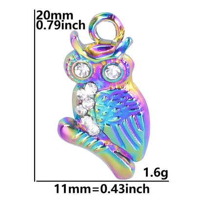 304 Stainless Steel 18K Gold Plated Basic Modern Style Classic Style Plating Inlay Geometric Owl Rhinestones Pendant Necklace