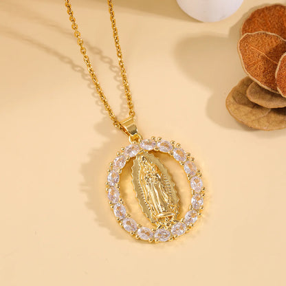 304 Stainless Steel 18K Gold Plated Basic Modern Style Classic Style Plating Inlay Human Zircon Pendant Necklace