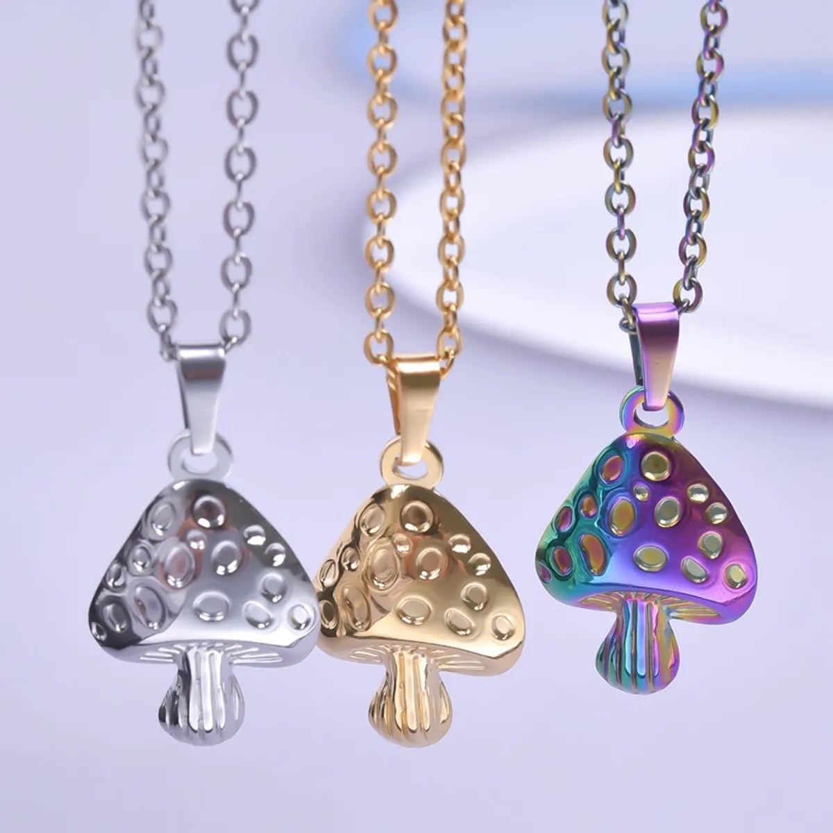 304 Stainless Steel 18K Gold Plated Basic Modern Style Classic Style Plating Mushroom Pendant Necklace