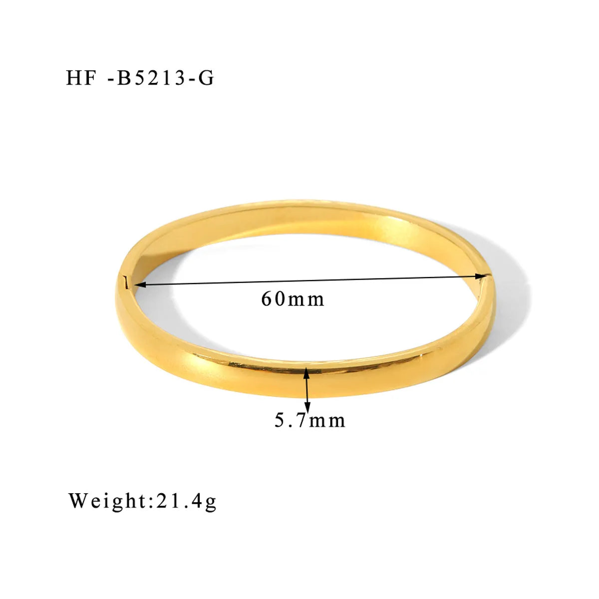 304 Stainless Steel 18K Gold Plated Basic Modern Style Classic Style Plating Round Solid Color Bangle