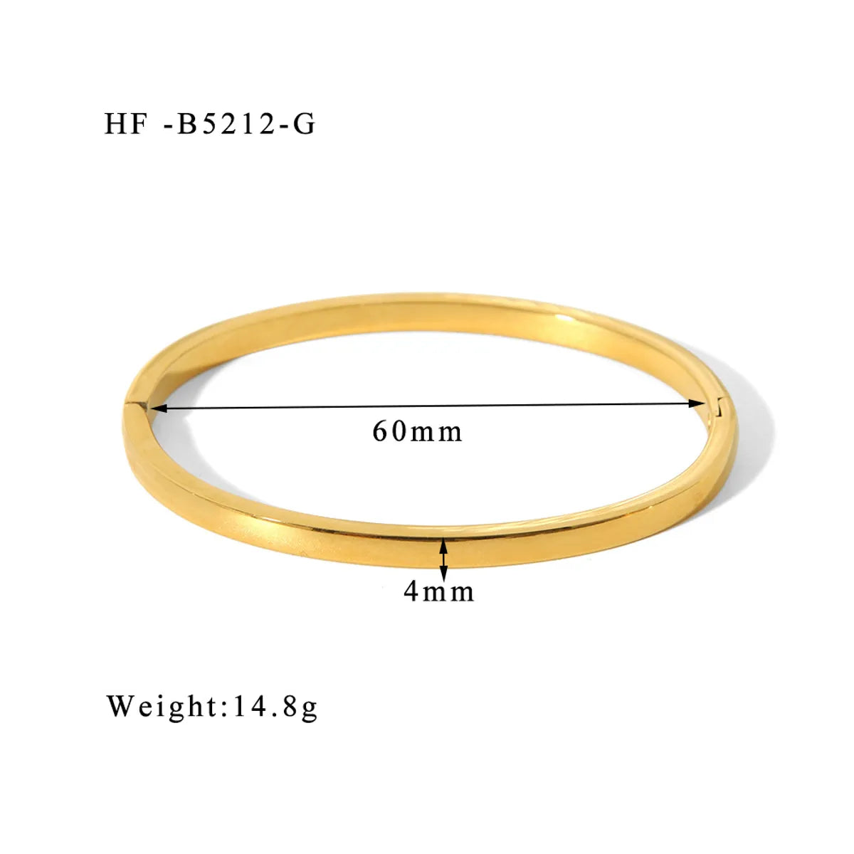 304 Stainless Steel 18K Gold Plated Basic Modern Style Classic Style Plating Round Solid Color Bangle