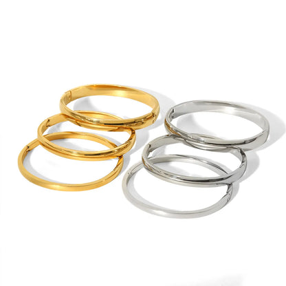 304 Stainless Steel 18K Gold Plated Basic Modern Style Classic Style Plating Round Solid Color Bangle