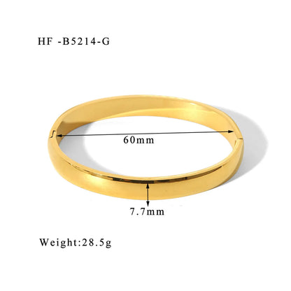 304 Stainless Steel 18K Gold Plated Basic Modern Style Classic Style Plating Round Solid Color Bangle