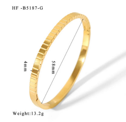 304 Stainless Steel 18K Gold Plated Basic Modern Style Classic Style Plating Solid Color Bangle