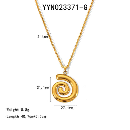 304 Stainless Steel 18K Gold Plated Basic Modern Style Classic Style Polishing Plating Asymmetrical Spiral Stripe Earrings Necklace