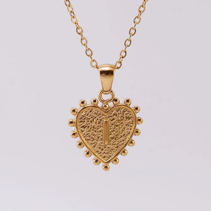 304 Stainless Steel 18K Gold Plated Basic Simple Style Classic Style Letter Heart Shape Pendant Necklace