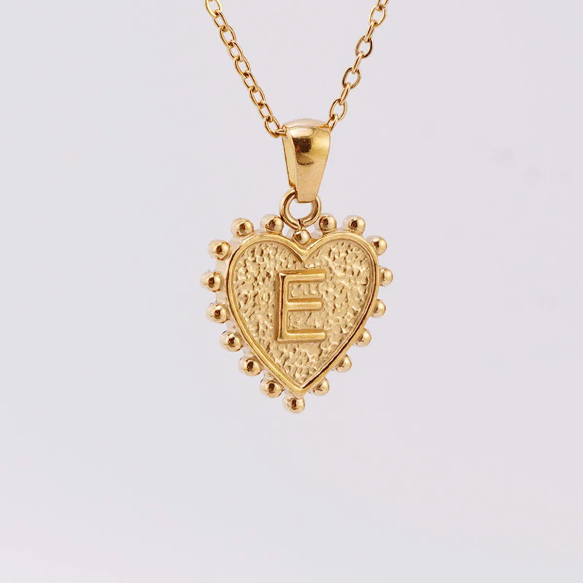 304 Stainless Steel 18K Gold Plated Basic Simple Style Classic Style Letter Heart Shape Pendant Necklace