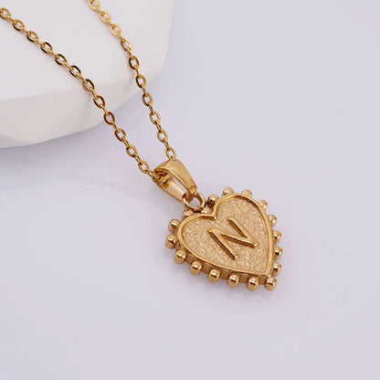 304 Stainless Steel 18K Gold Plated Basic Simple Style Classic Style Letter Heart Shape Pendant Necklace