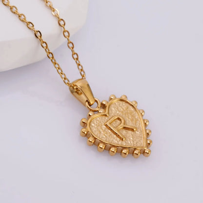 304 Stainless Steel 18K Gold Plated Basic Simple Style Classic Style Letter Heart Shape Pendant Necklace