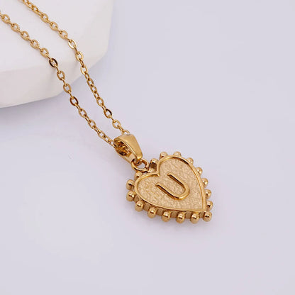 304 Stainless Steel 18K Gold Plated Basic Simple Style Classic Style Letter Heart Shape Pendant Necklace