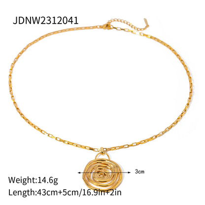 304 Stainless Steel 18K Gold Plated Basic Simple Style Classic Style Plating Solid Color Spiral Earrings Necklace Jewelry Set