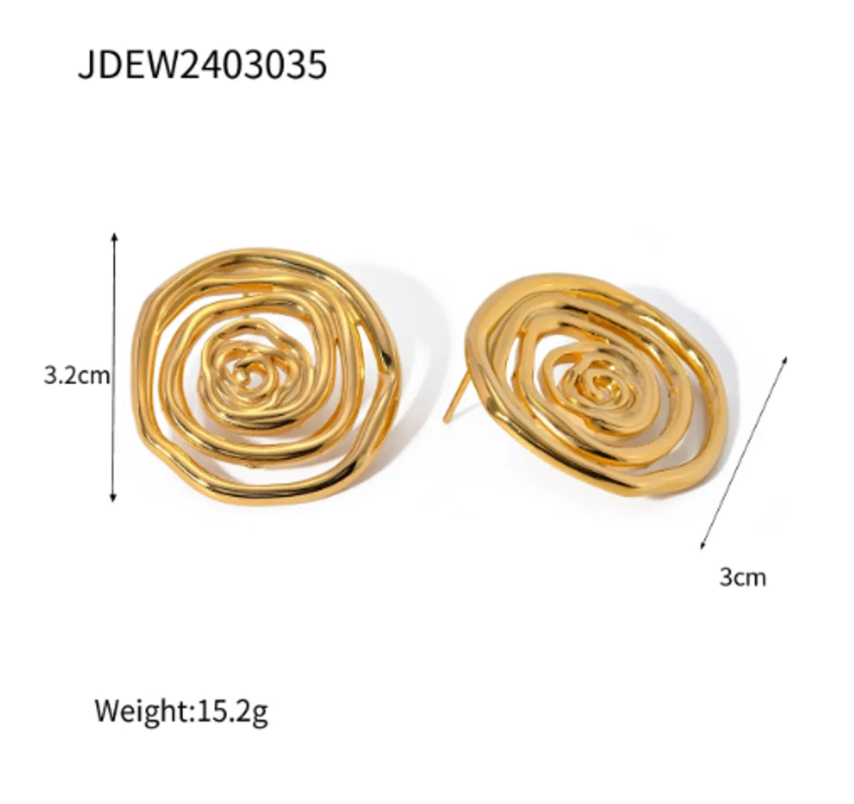 304 Stainless Steel 18K Gold Plated Basic Simple Style Classic Style Plating Solid Color Spiral Earrings Necklace Jewelry Set