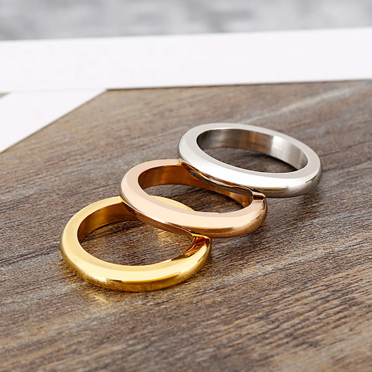 304 Stainless Steel 18K Gold Plated Basic Simple Style Classic Style Round Rings