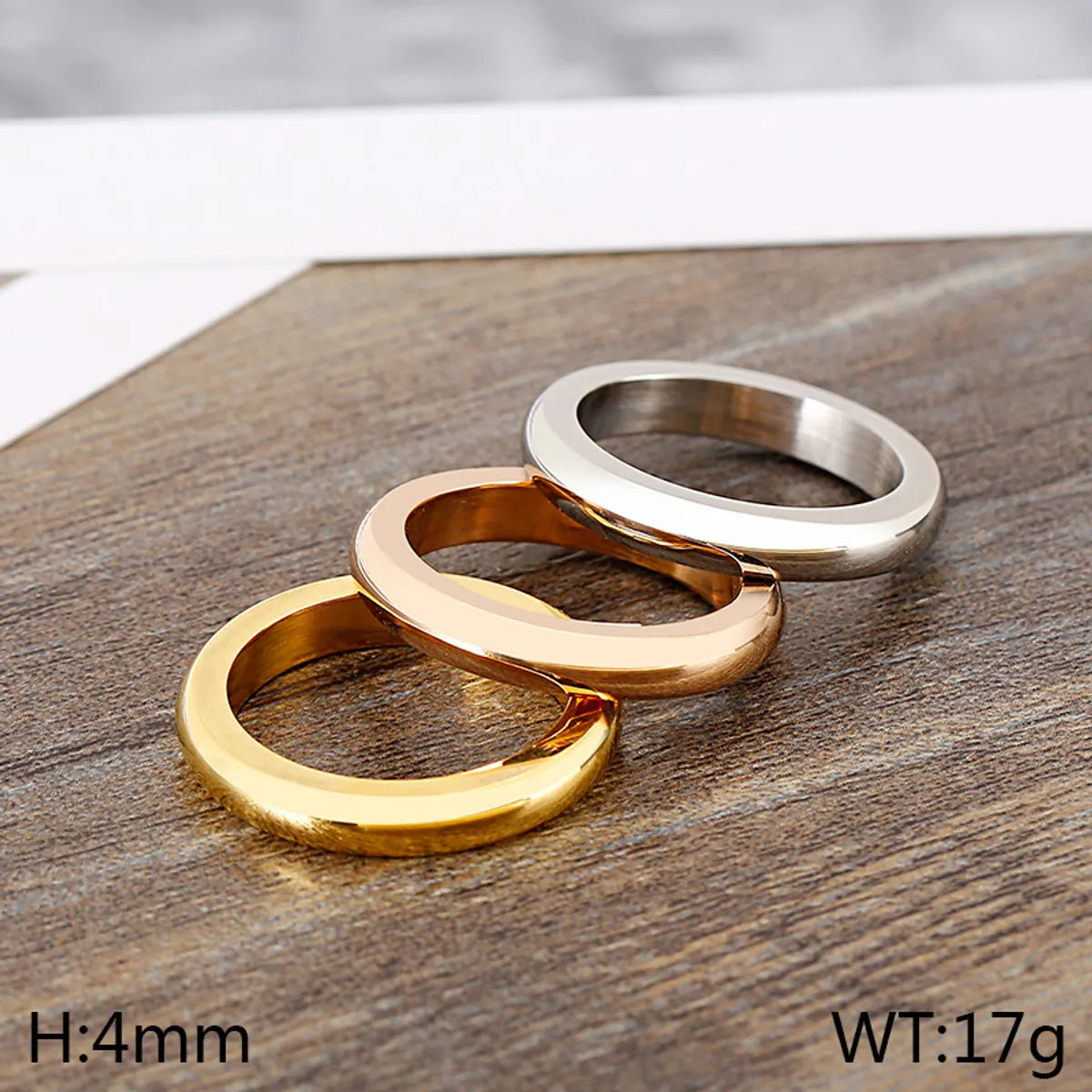 304 Stainless Steel 18K Gold Plated Basic Simple Style Classic Style Round Rings