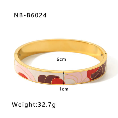 304 Stainless Steel 18K Gold Plated Basic Simple Style Plating Geometric Bangle