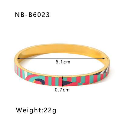 304 Stainless Steel 18K Gold Plated Basic Simple Style Plating Geometric Bangle