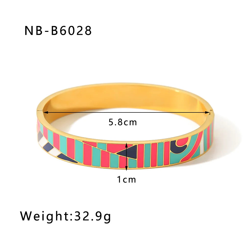 304 Stainless Steel 18K Gold Plated Basic Simple Style Plating Geometric Bangle