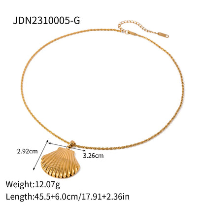 304 Stainless Steel 18K Gold Plated Beach Simple Style Beaded Plating Starfish Shell Fish Tail Pendant Necklace