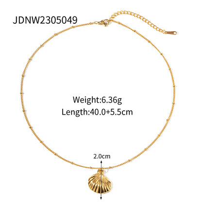 304 Stainless Steel 18K Gold Plated Beach Simple Style Beaded Plating Starfish Shell Fish Tail Pendant Necklace