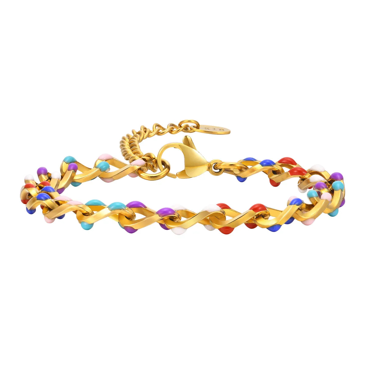 Beach Tropical Geometric 201 Stainless Steel 18K Gold Plated Bracelets In Bulk