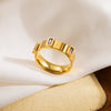 304 Stainless Steel 18K Gold Plated Casual Classic Style Plating Inlay Rectangle Zircon Rings Bracelets