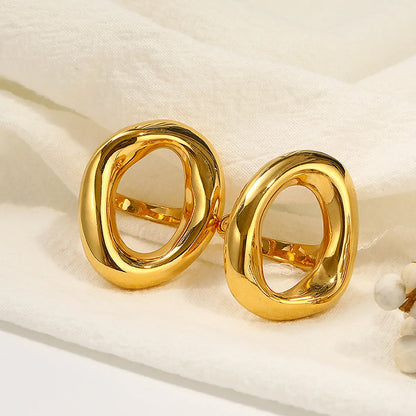 304 Stainless Steel 18K Gold Plated Casual Classic Style Plating Solid Color Rings