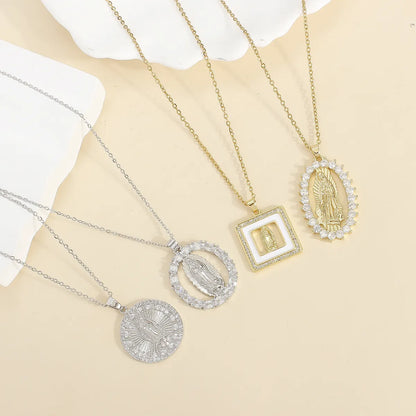 304 Stainless Steel 18K Gold Plated Casual Ethnic Style Classic Style Plating Inlay Human Zircon Pendant Necklace