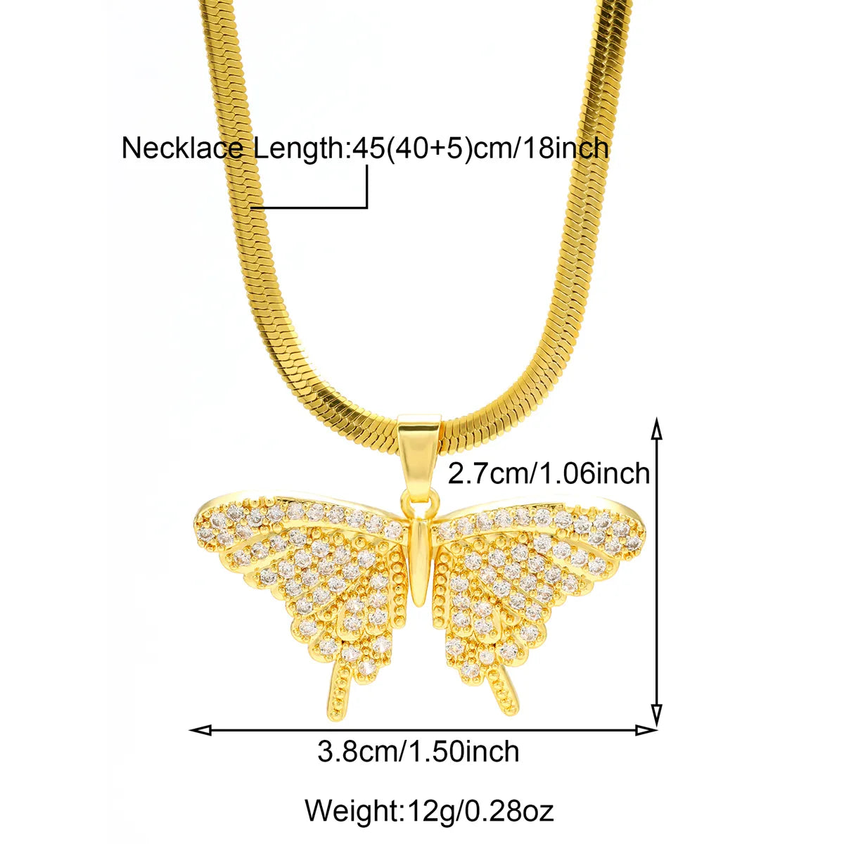 304 Stainless Steel 18K Gold Plated Casual Inlay Butterfly Devil'S Eye Dragonfly Zircon Pendant Necklace