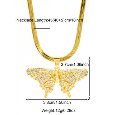 304 Stainless Steel 18K Gold Plated Casual Inlay Butterfly Devil'S Eye Dragonfly Zircon Pendant Necklace