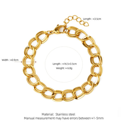 304 Stainless Steel 18K Gold Plated Casual Luxurious Double Ring Bracelets Necklace