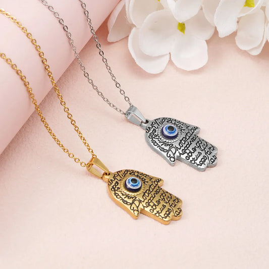 Wholesale Jewelry Casual MAMA Simple Style Letter Devil'S Eye  304 Stainless Steel Resin 18K Gold Plated Pendant Necklace