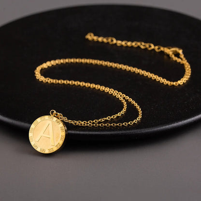 304 Stainless Steel 18K Gold Plated Casual Modern Style Commute Polishing Carving Letter Pendant Necklace