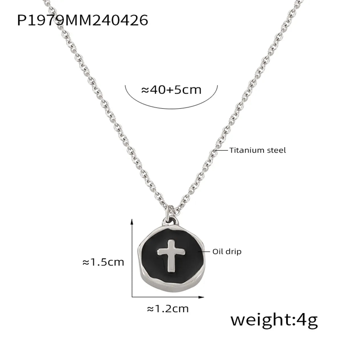 304 Stainless Steel 18K Gold Plated Casual Simple Style Commute Enamel Plating Cross Round Heart Shape Pendant Necklace