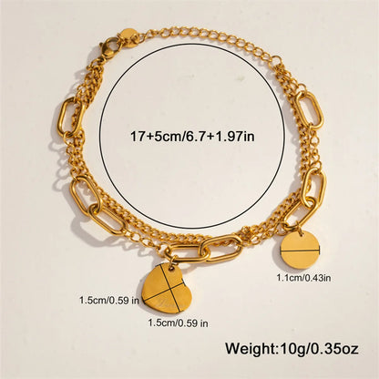 304 Stainless Steel 18K Gold Plated Casual Simple Style Commute Plating Hollow Out Inlay Cross Heart Shape Artificial Pearls Rhinestones Bracelets