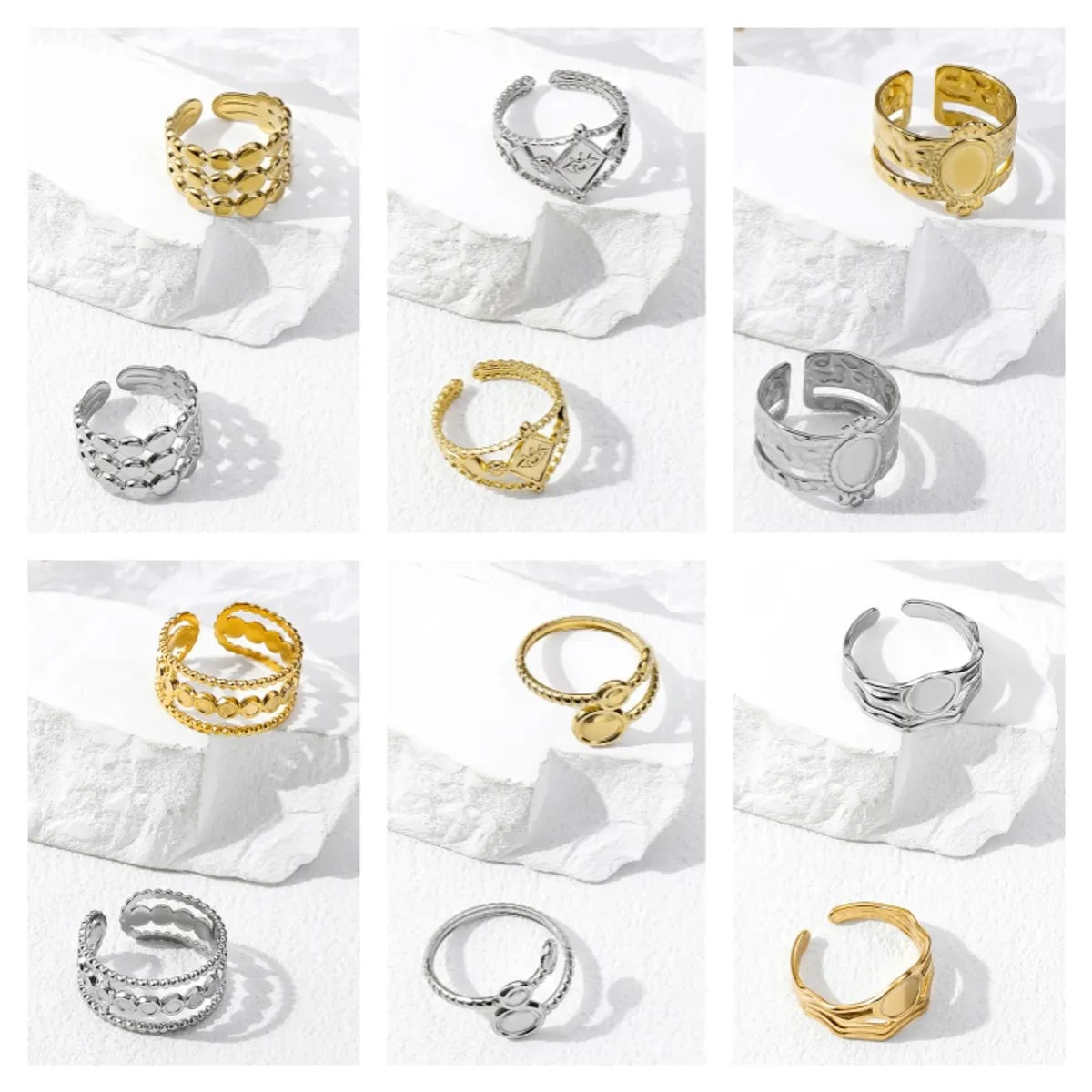 304 Stainless Steel 18K Gold Plated Casual Simple Style Geometric Open Rings