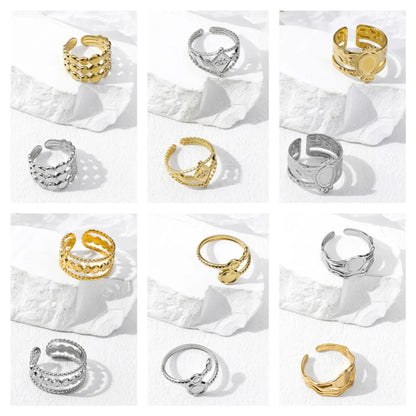 304 Stainless Steel 18K Gold Plated Casual Simple Style Geometric Open Rings