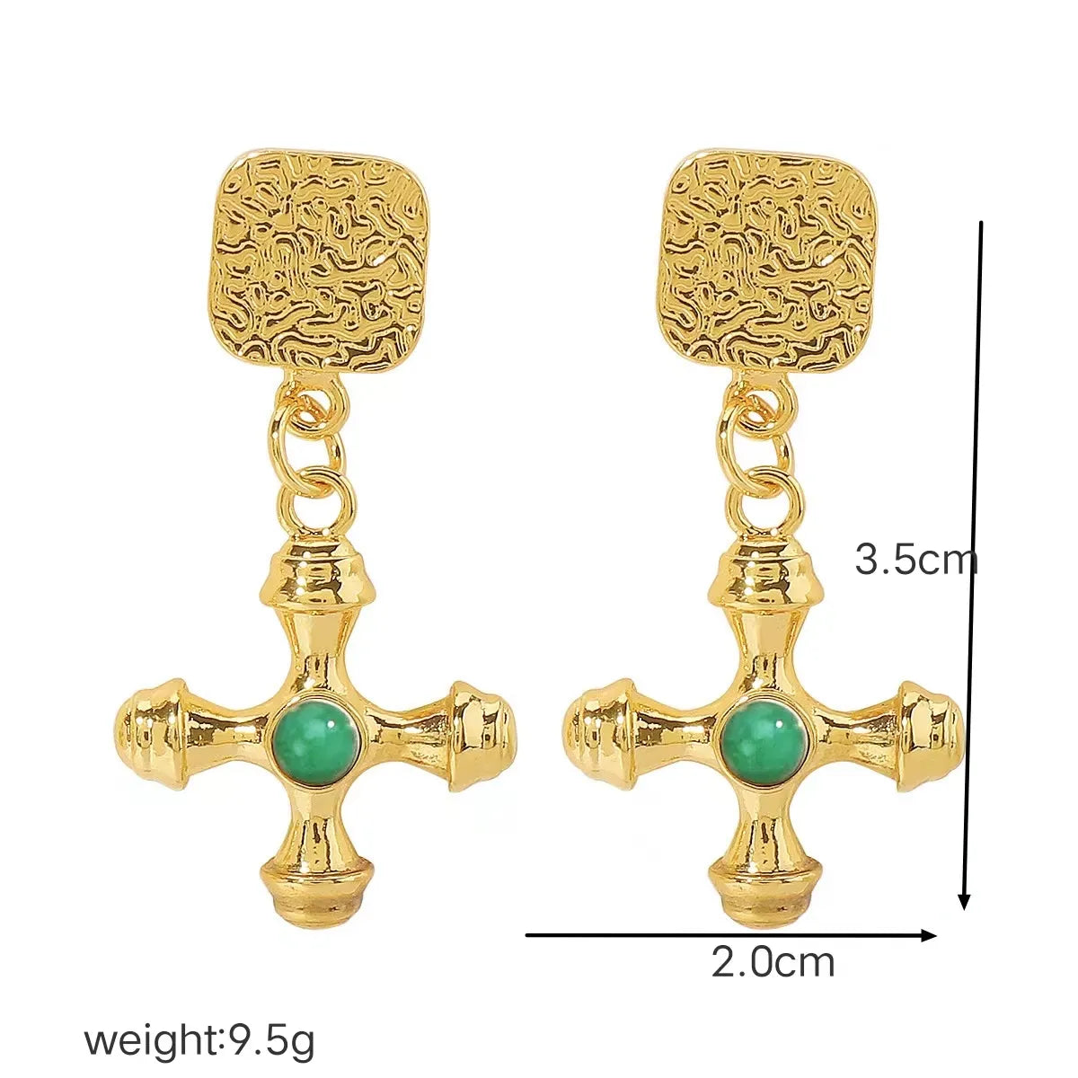 304 Stainless Steel 18K Gold Plated Casual Simple Style Polishing Plating Inlay Cross Artificial Gemstones Earrings Necklace