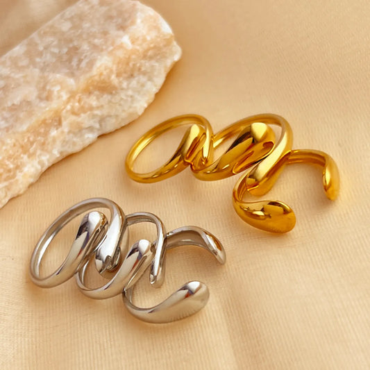 Wholesale Jewelry Casual Solid Color Classic Style Solid Color 304 Stainless Steel 18K Gold Plated Plating Open Rings