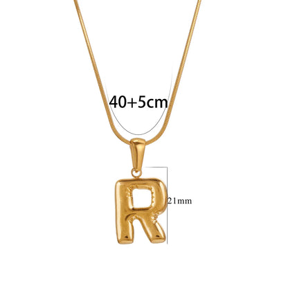 304 Stainless Steel 18K Gold Plated Classic Style Letter Necklace