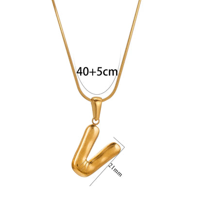 304 Stainless Steel 18K Gold Plated Classic Style Letter Necklace