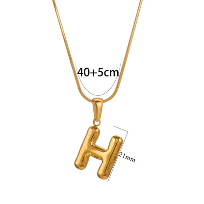 304 Stainless Steel 18K Gold Plated Classic Style Letter Necklace