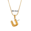 304 Stainless Steel 18K Gold Plated Classic Style Letter Necklace