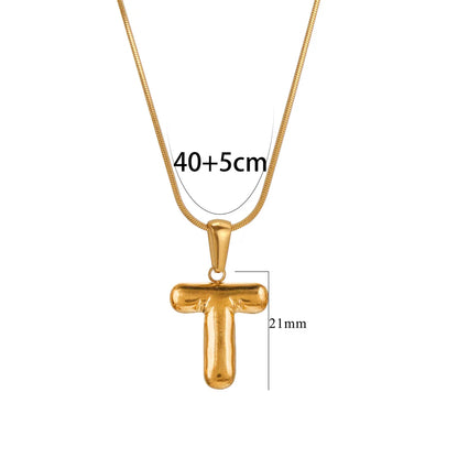 304 Stainless Steel 18K Gold Plated Classic Style Letter Necklace