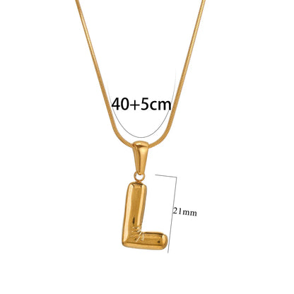 304 Stainless Steel 18K Gold Plated Classic Style Letter Necklace